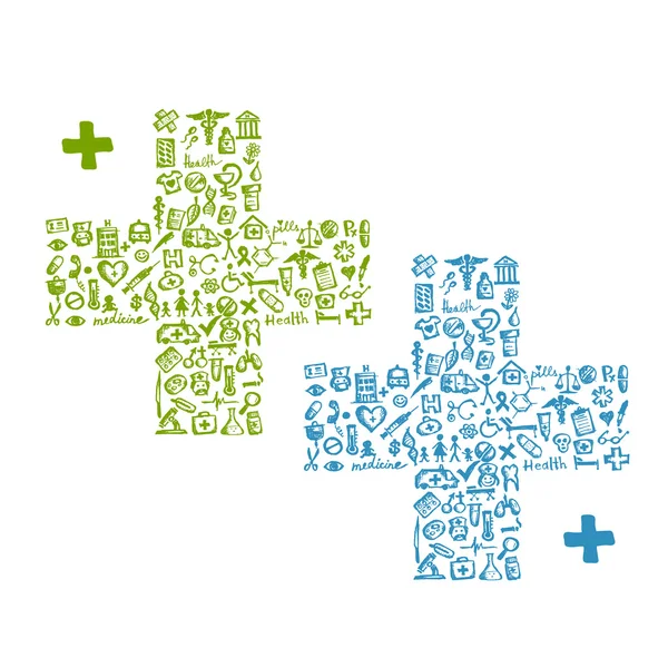 医疗图标为您设计的交叉形状 — 图库矢量图片