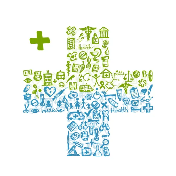 Σχήμα Σταυρού με ιατρικές εικόνες για το σχέδιό σας — Διανυσματικό Αρχείο