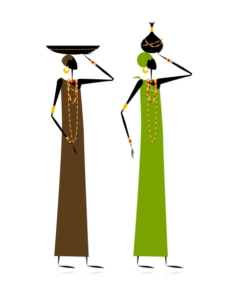 Ethnic women with jugs — Stock Vector