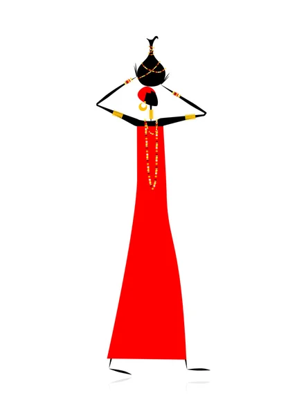 Femme ethnique avec cruche — Image vectorielle