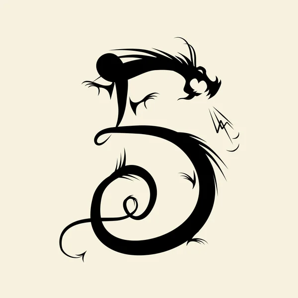 Number five made from dragon — Stock Vector