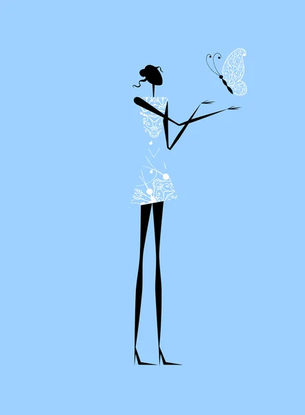 Fashion girl silhouette for your design — Stock Vector