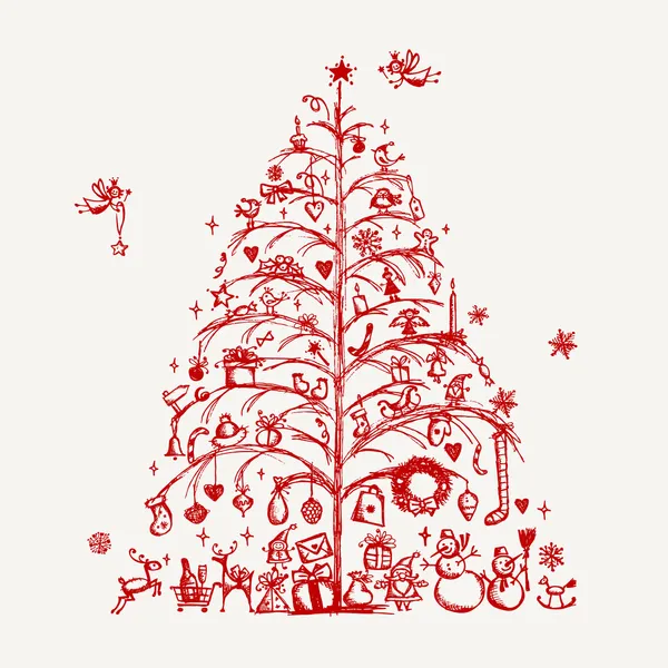 Vánoční stromeček skica pro návrh — Stockový vektor