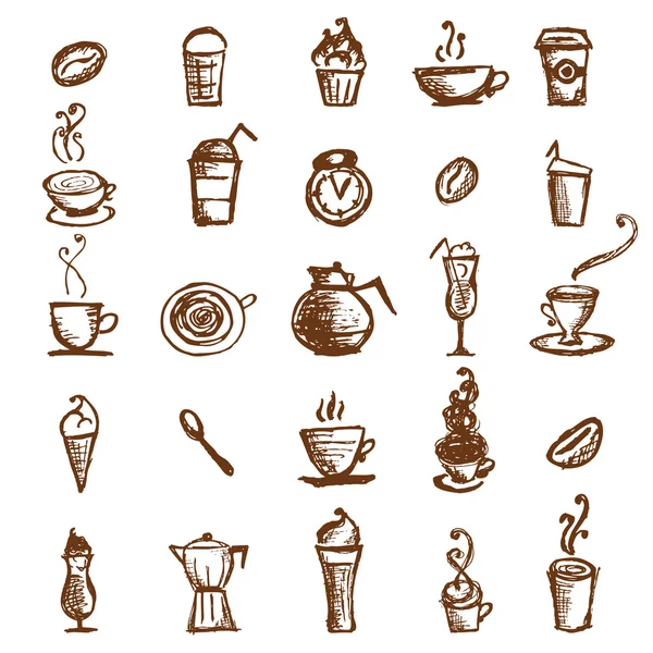 Croquis café, éléments de design — Image vectorielle