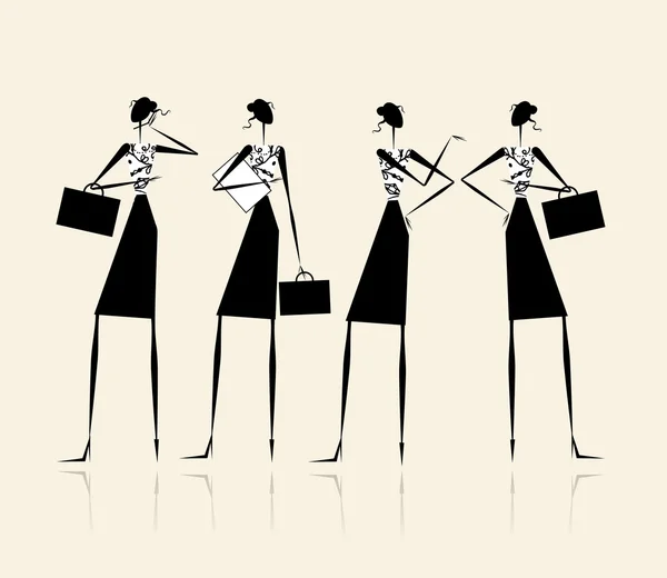 Üzleti hölgyeim, silhouette, a design — Stock Vector