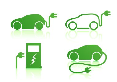 Electric powered car icons clipart