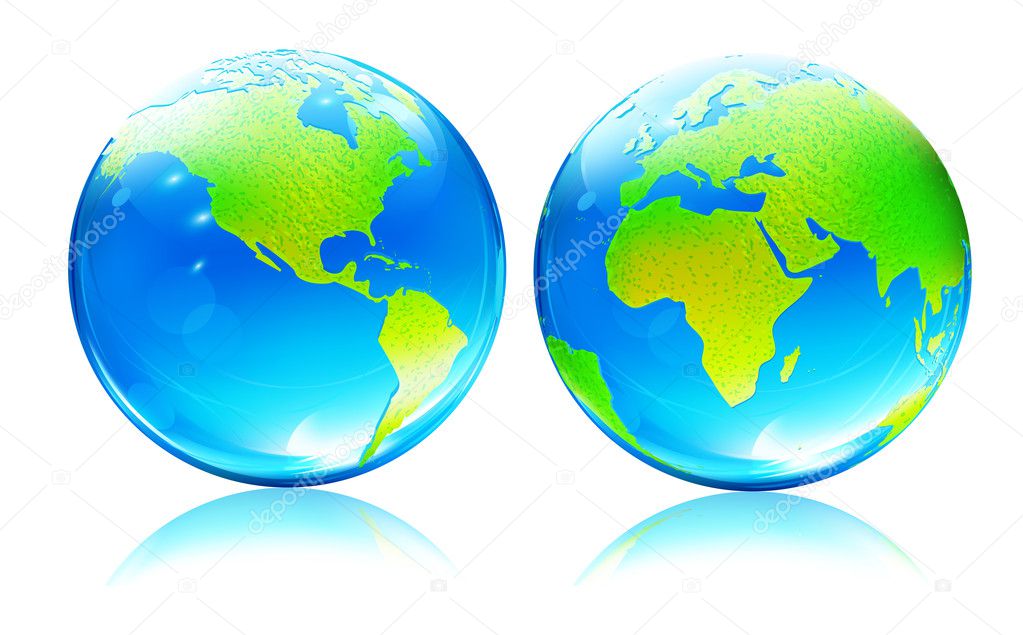 Glossy Earth Map Globes