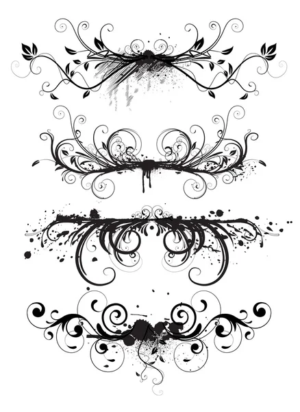 Grunge éléments floraux design — Image vectorielle