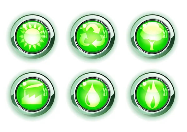 Groene ecologe pictogrammen — Stockvector