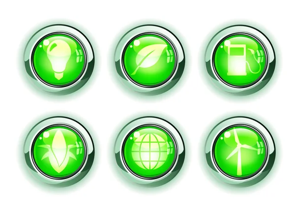 Iconos verdes ecologe — Vector de stock