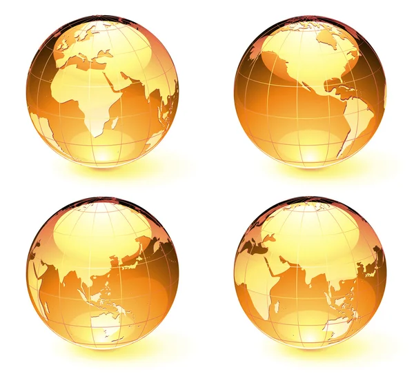 Glossy Earth Map Globes — Stock Vector