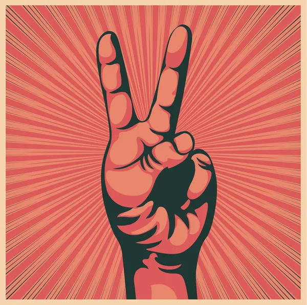Main avec signe de victoire — Image vectorielle