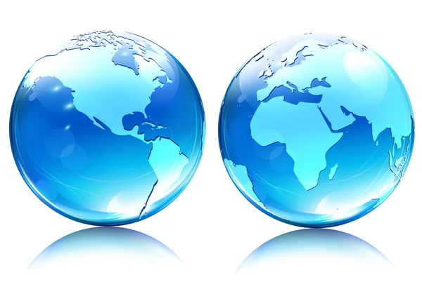 Glanzende aarde kaart globes — Stockvector