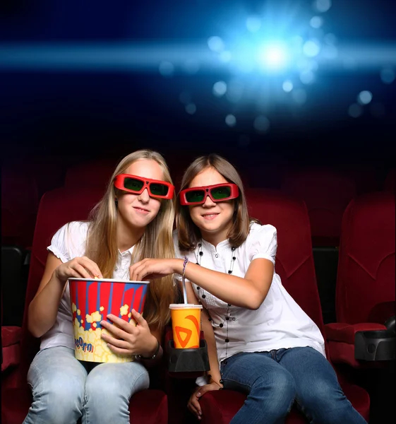 stock image Two young girls in cinema