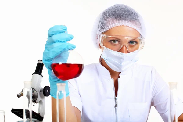 stock image Female scientist in a chemistry laboratory