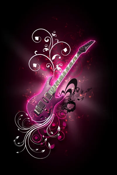 Guitar against decorative background — Stock Photo, Image