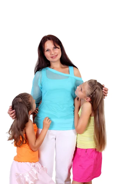 Mutter mit ihren beiden Töchtern im Studio — Stockfoto