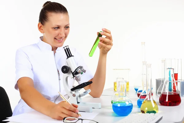 Female scientist in a chemistry laboratory Stock Photo