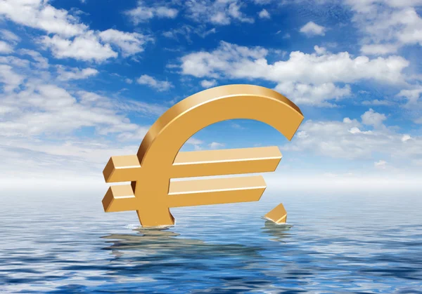 Moneda símbolos flotando en el mar azul — Foto de Stock