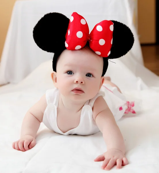 stock image Little baby with mouse ears