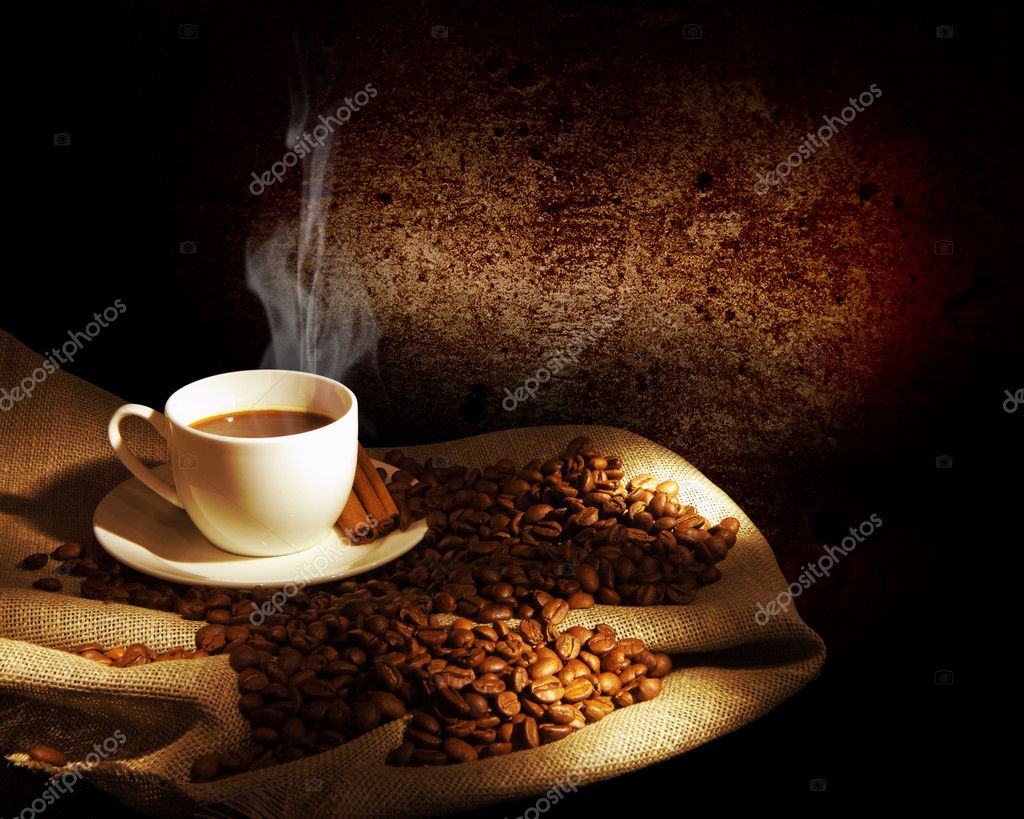 Two cups steaming coffee coffee hi-res stock photography and