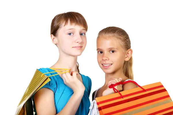 Bastante adolescentes con bolsas de compras —  Fotos de Stock