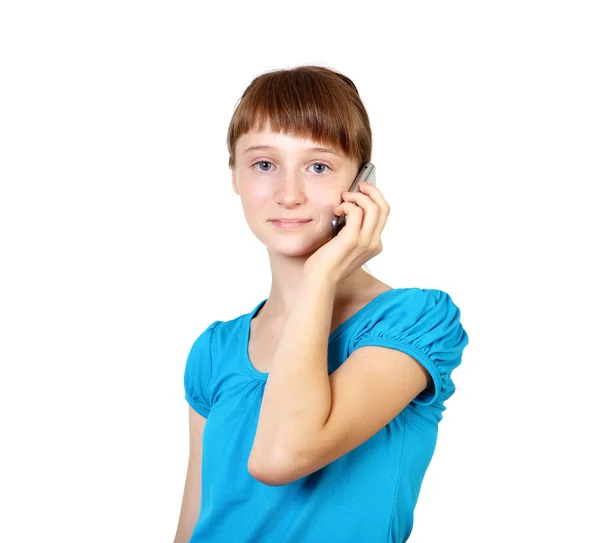Hübsches Teenager-Mädchen mit Handy — Stockfoto