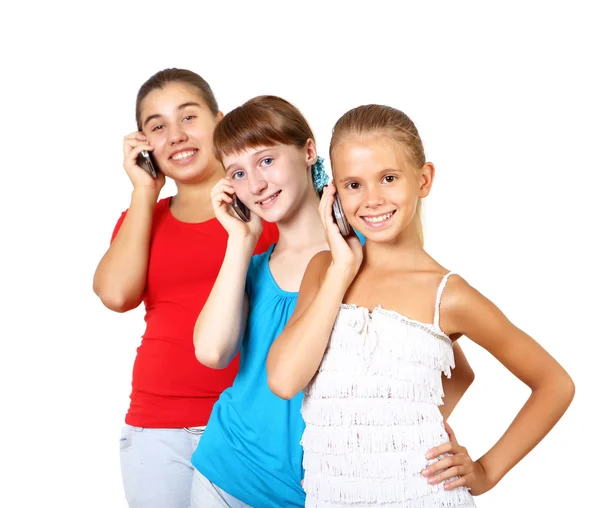 A mobiltelefon nagyon tizenéves lányok — Stock Fotó