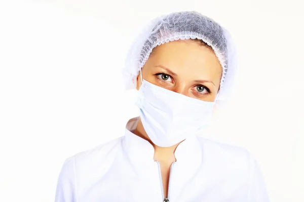 Fiatal női tudós maszk viselése — Stock Fotó