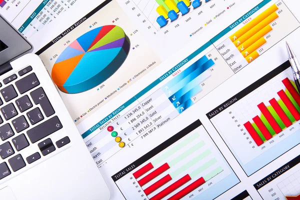 Graphs, charts, business table. — Stock Photo, Image