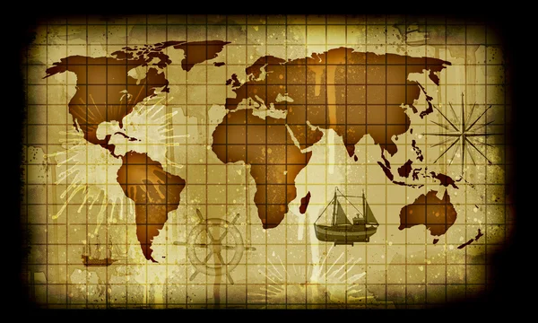 Gamla papper världskarta — Stockfoto