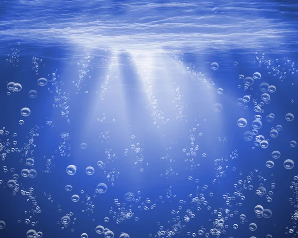 stock image Blue sea underwater with air bubbles