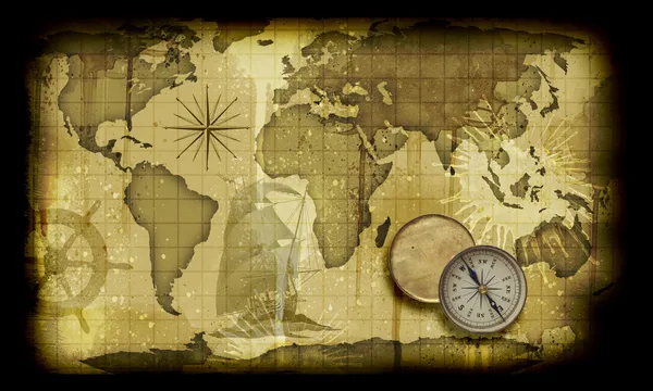 Карта старого бумажного мира — стоковое фото