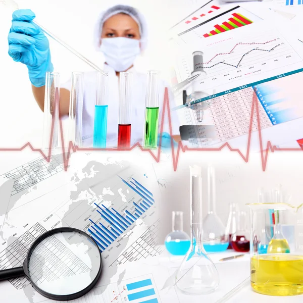 Geneeskunde wetenschap en bedrijfsleven collage — Stockfoto