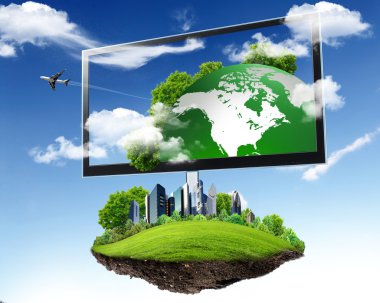 Large flat screen with nature images clipart