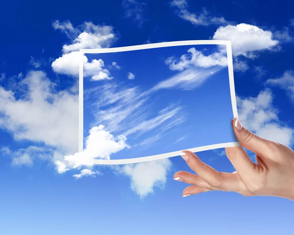 Hemel met witte cloudes en frames — Stockfoto