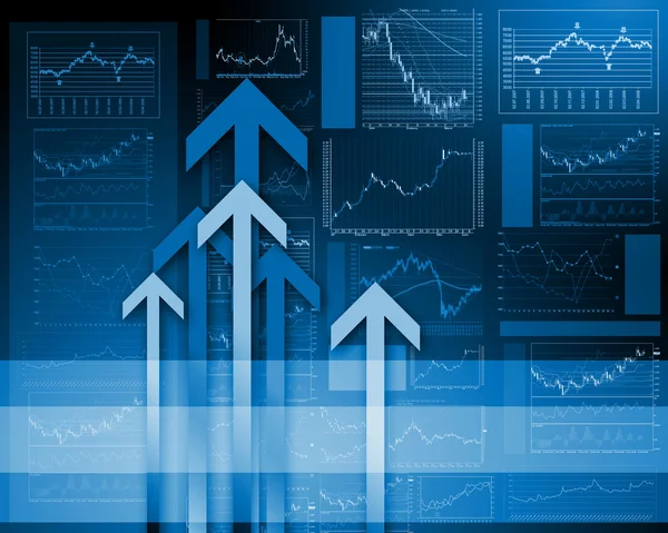 Pénzügyi ábrák, táblázatok és grafikonok — Stock Fotó