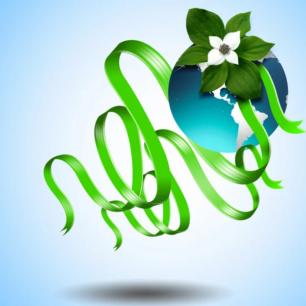 Зеленая планета Земля с растениями — стоковое фото