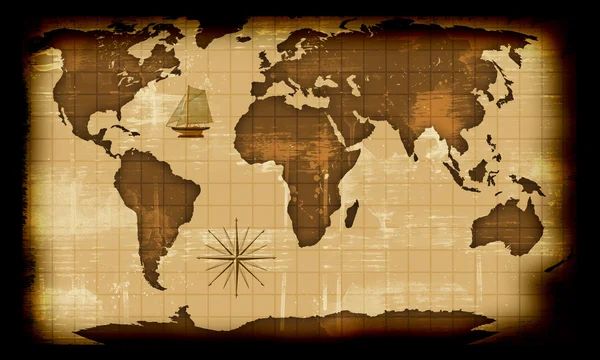 古い紙の世界地図 — ストック写真