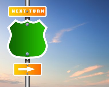 Road sign agaisnt blue sky clipart