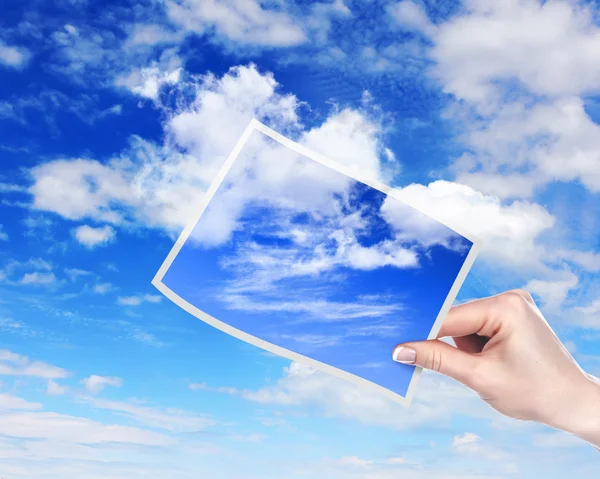 Sky with white cloudes and frames — Stock Photo, Image