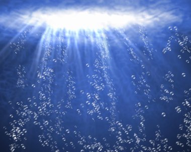 Blue sea underwater with air bubbles clipart