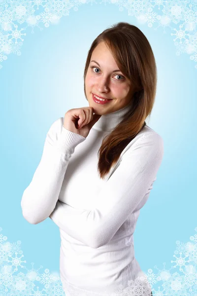 Chica joven en suéter blanco Fotos De Stock