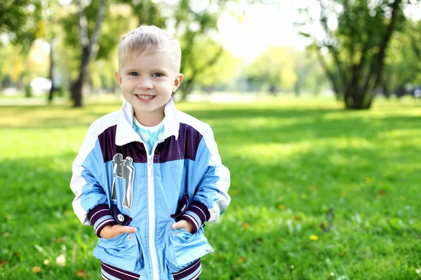 Маленький мальчик в летнем парке — стоковое фото