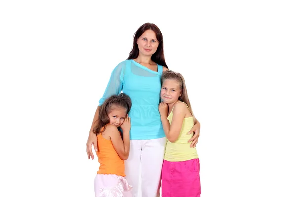 Mother with her two daughters in studio — Stock Photo, Image