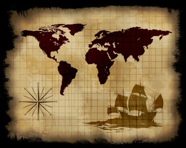 Old paper world map clipart