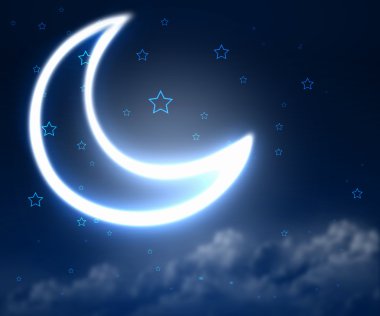 Night sky background with moon and stars clipart