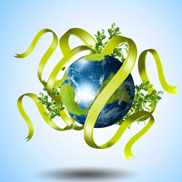 Green planet earth with plants — Stock Photo, Image