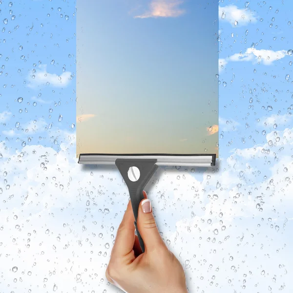 stock image Window with blue sky and white clouds