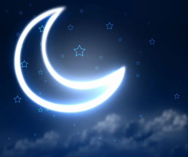 Nacht hemelachtergrond met maan en sterren — Stockfoto